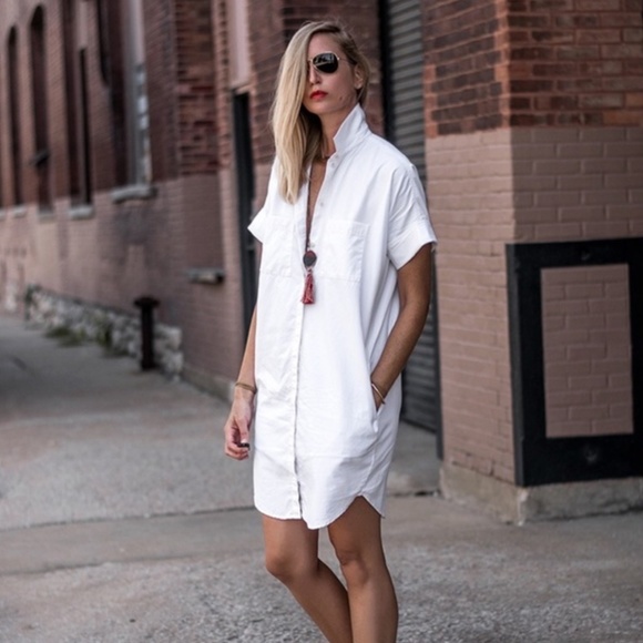 madewell white shirt dress